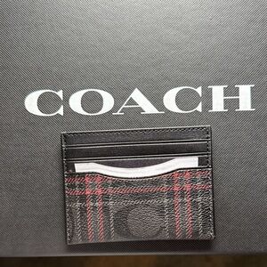 Coach Black and Red Checkered Card Holder